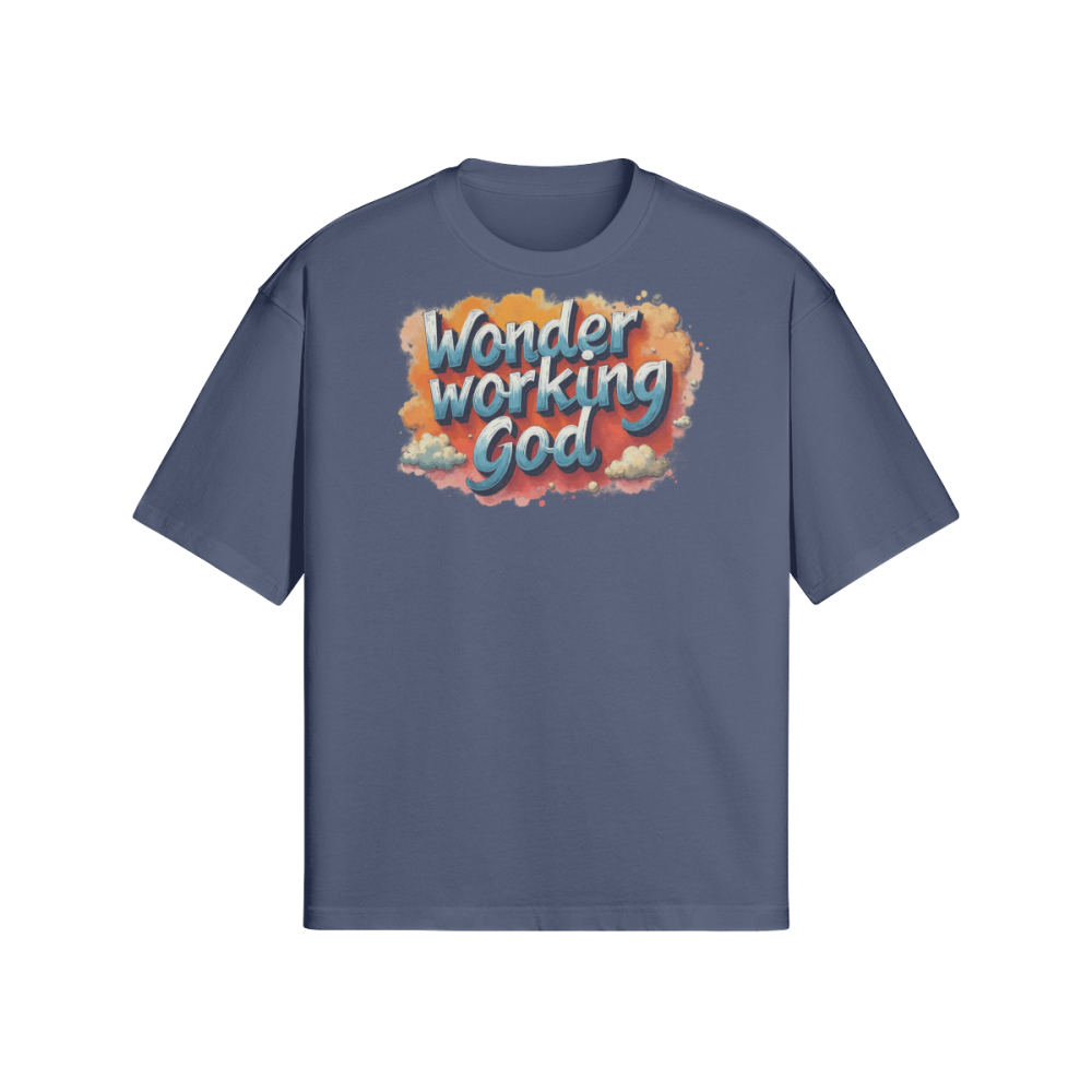 Wonder Working God Unisex Oversized Snow Wash T-shirt - Image 6