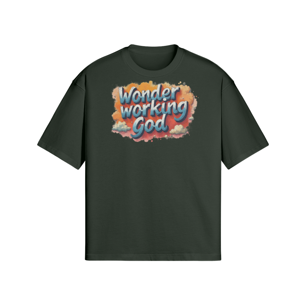 Wonder Working God Unisex Oversized Snow Wash T-shirt - Image 3