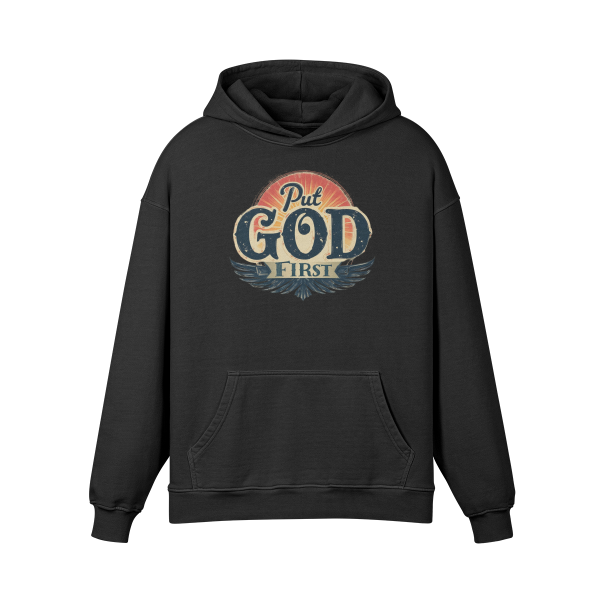 Put God First Unisex Super Heavyweight Oversized Retro Hoodie