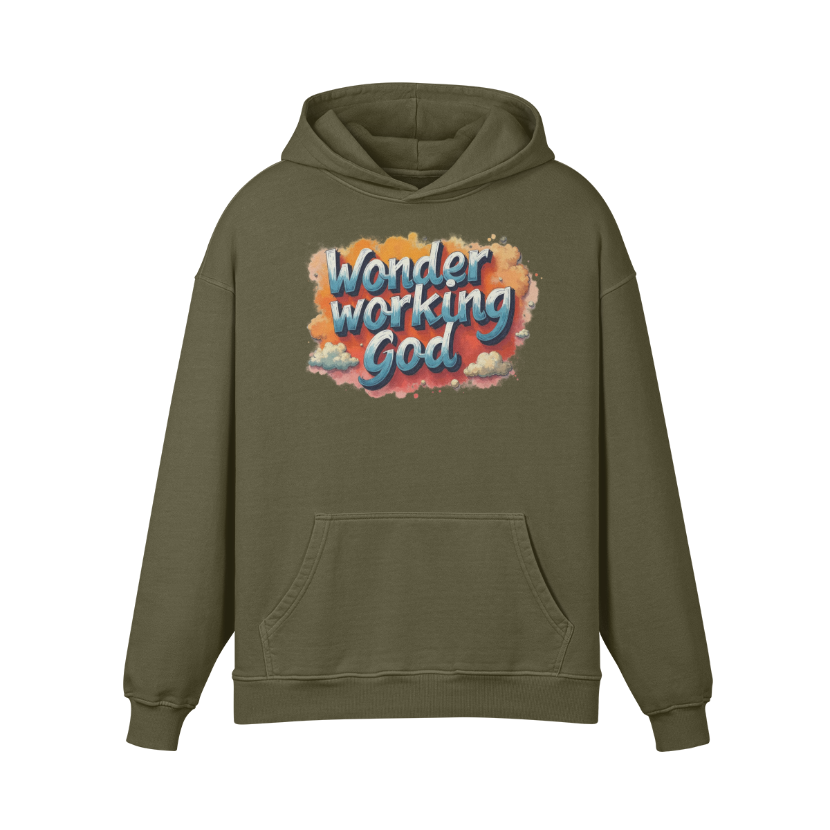 Wonder Working God Unisex Super Heavyweight Oversized Retro Hoodie