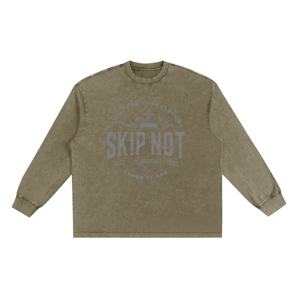 Skip Not Apparel Snow Washed Oversize Long Sleeve T-shirt - Image 4