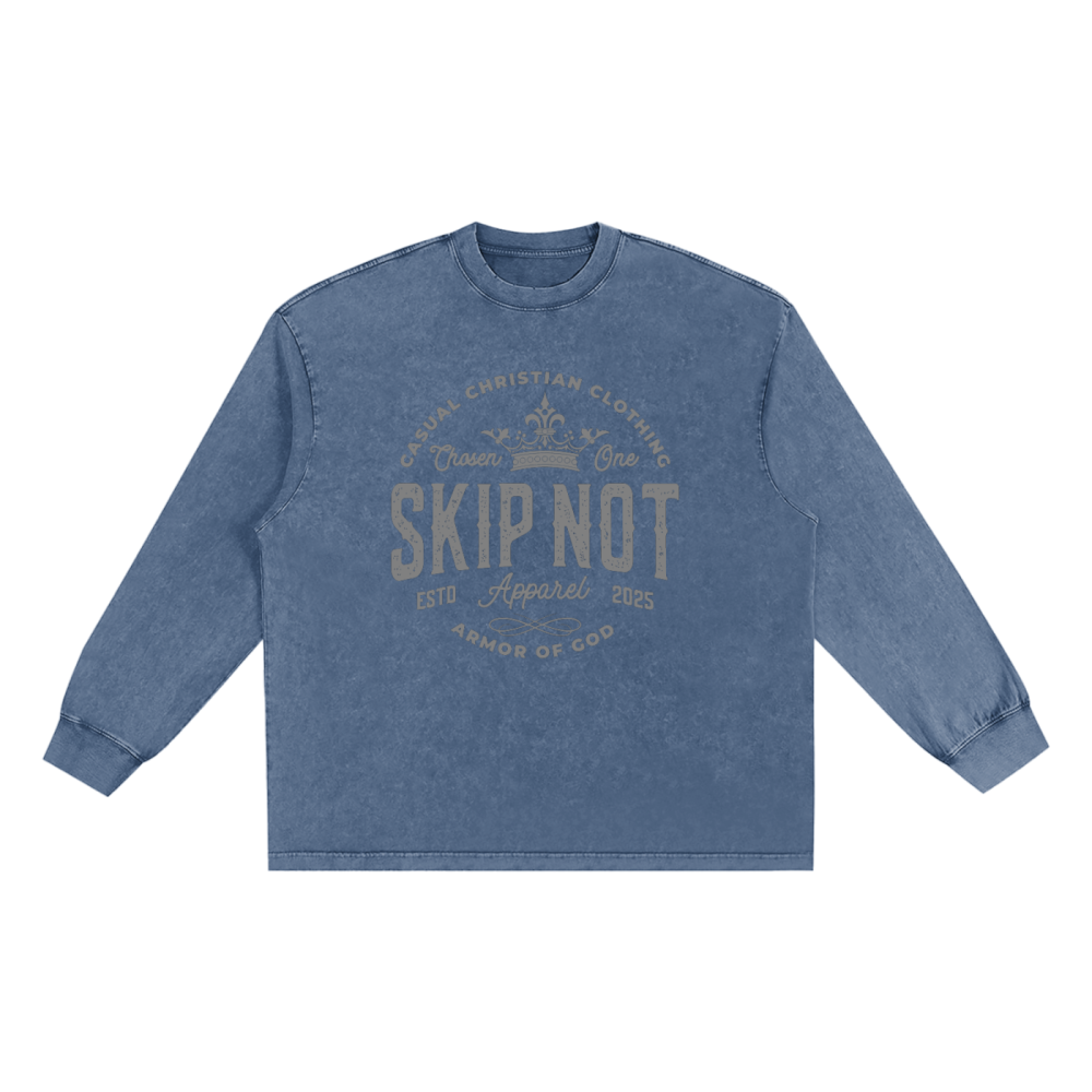 Skip Not Apparel Snow Washed Oversize Long Sleeve T-shirt - Image 2
