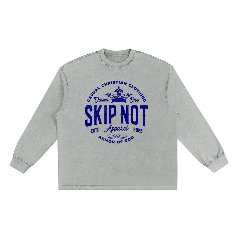 Skip Not Apparel Snow Washed Oversize Long Sleeve T-shirt - Image 4