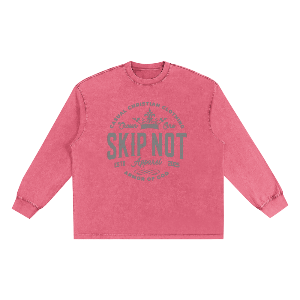 Skip Not Apparel Snow Washed Oversize Long Sleeve T-shirt - Image 6