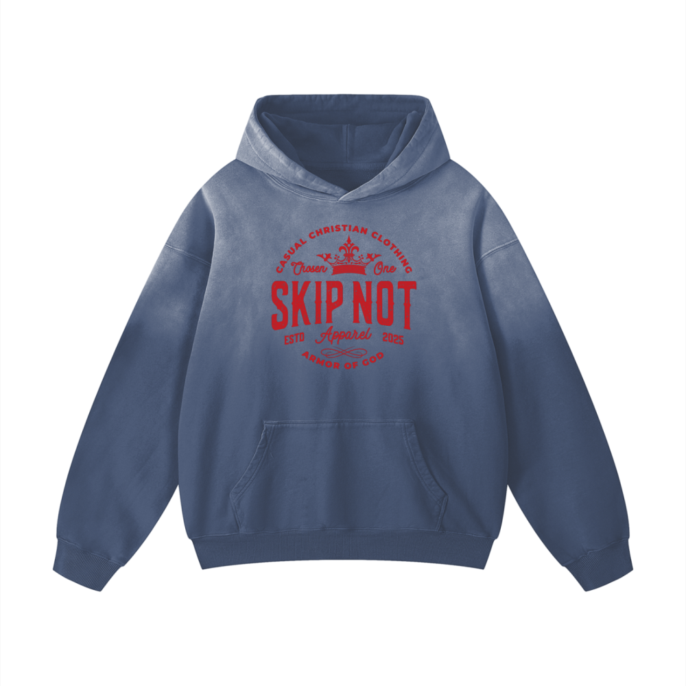 Skip Not Unisex Heavyweight Sunfade Oversized Hoodie - Image 4