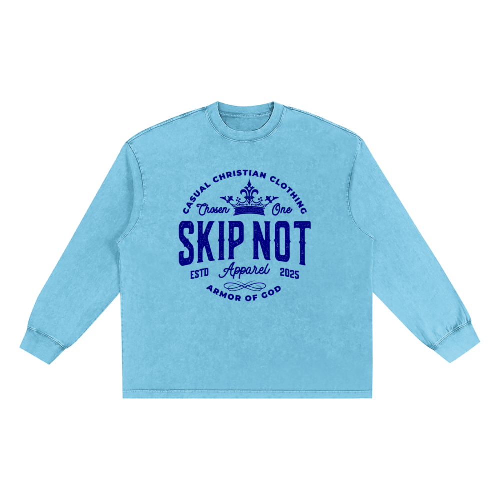 Skip Not Apparel Snow Washed Oversize Long Sleeve T-shirt - Image 2