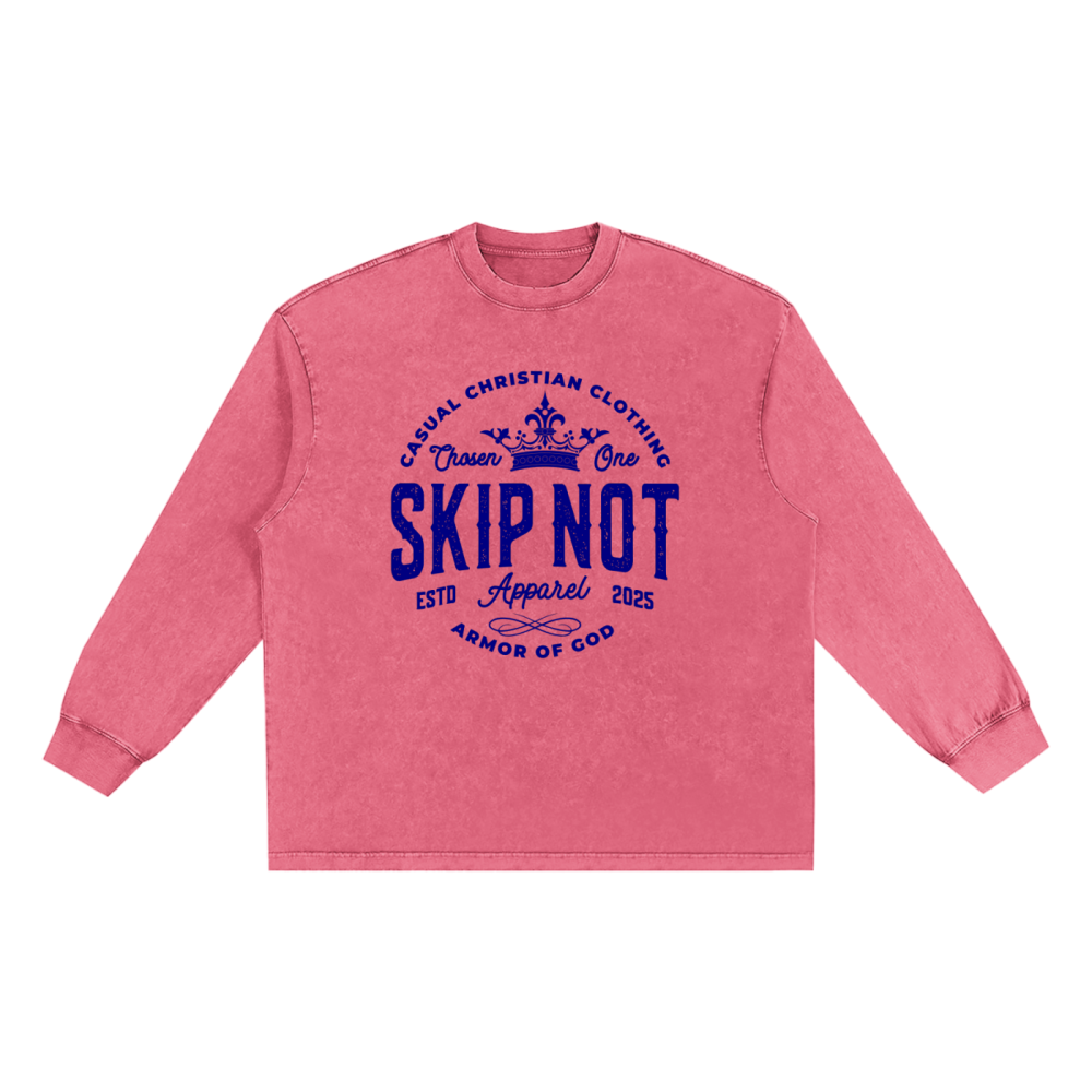 Skip Not Apparel Snow Washed Oversize Long Sleeve T-shirt - Image 6