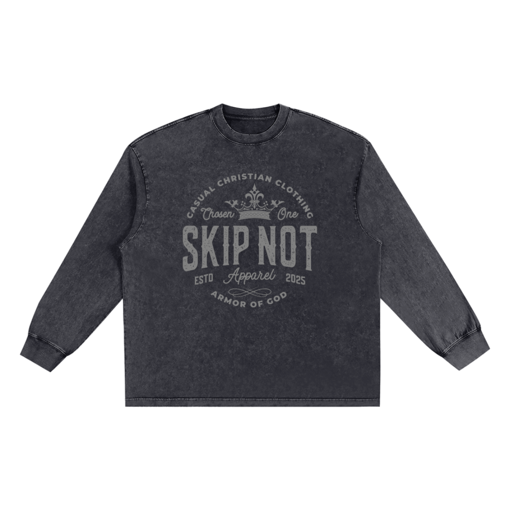 Skip Not Apparel Snow Washed Oversize Long Sleeve T-shirt