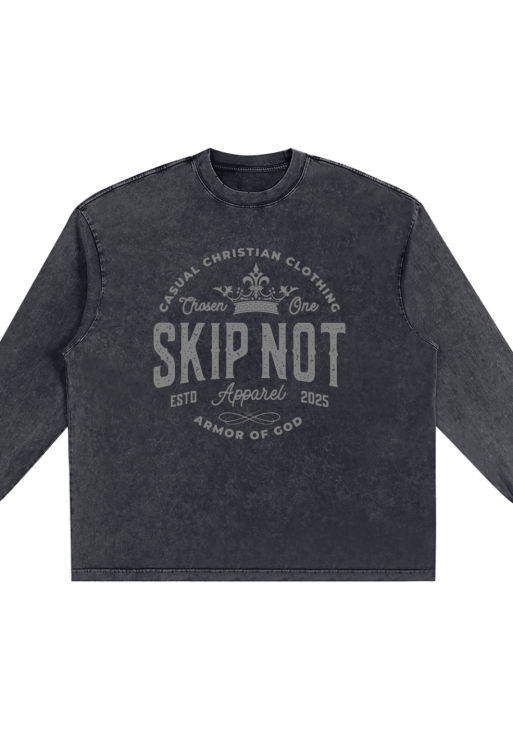 Skip Not Apparel Snow Washed Oversize Long Sleeve T-shirt