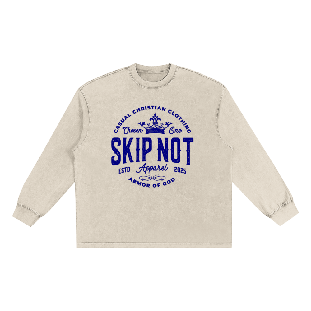 Skip Not Apparel Snow Washed Oversize Long Sleeve T-shirt