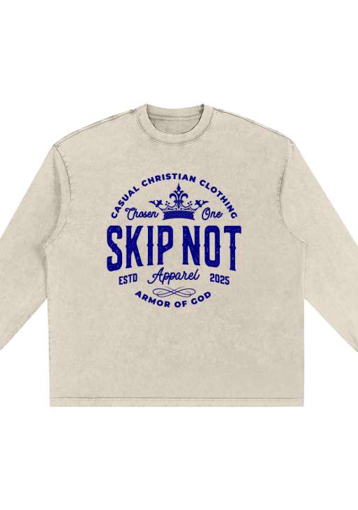 Skip Not Apparel Snow Washed Oversize Long Sleeve T-shirt